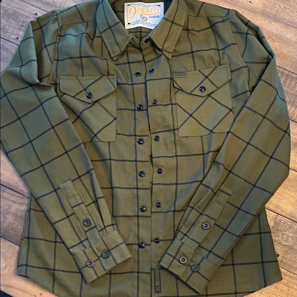 DIXXON Women’s Olive Plaid Button Down Shirt